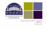 Legal Aspects of Islamic Finance: LAB4112 - · PDF fileThis course deals with the legal aspects of Islamic finance including ... Foundational axioms: adl (social justice), rububiyah