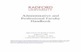 Administrative and Professional Faculty Handbook · PDF file1.12 RESIGNATION AND ... unless specifically noted otherwise in the appointment and/or contract letter ... Days that Radford