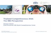 Thailand Competitiveness 2016: The IMD Perspective - · PDF fileIMD Definition of Competitiveness “the extent to which a country is able to facilitate an environment in which enterprises