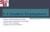 F-1 Student Employment - Stony Brook University CPT Presentation... · F-1 Student Employment ... Internship with certain International Organizations ... •Examples: UN, IMF, WTO,
