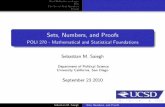 Sets, Numbers, and Proofs - Division of Social Sciencesdss.ucsd.edu/~ssaiegh/Slides1.pdf · Brief Refresher on Logic Sets The Set of Real Numbers Proofs Sets, Numbers, and Proofs