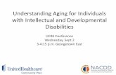 Understanding Aging for Individuals with Intellectual and ... Aging for Individuals with Intellectual and Developmental Disabilities HCBS Conference Wednesday, Sept 2 3-4:15 p.m. Georgetown