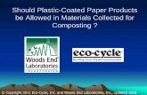 Should Plastic-Coated Paper Products be Allowed in ... research shows: • Many US compost collection programs accept plastic-coated paper products. • When composted, these products