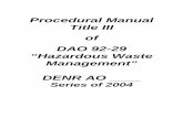 Procedural Manual Title III of DAO 92-29 “Hazardous … 92-29 “Hazardous Waste Management” DENR AO ____ Series of 2004 Introduction INTRODUCTION Population growth and the increased