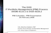 Portfolio Management (PfM) PMI Pres-  Portfolio Management (PfM) Process ... DOD – Army – PMI PfM Processes ... DepSecDef Memo CPM Way Ahead • Assigns Leads