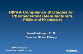 HIPAA Compliance Strategies for Pharmaceutical … Clinical Trials • Use and disclosure of PHI Without Individual Authorization *(current Final Rule): 3. Obtain representation that