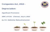 Companies Act, 2013 - Depreciation- · PDF fileCompanies Act, 2013 - Depreciation- Significant Provisions SIRC of ICAI- Chennai, July 6, 2014 by CA. Sekkizhar Balasubramanian