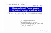 Research and Development Activities at Toray Industries · PDF fileResearch and Development Activities at Toray Industries Inc. ... Corporate Planning Dept. ... Improvement of hydrolysis
