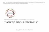 Pitching guidelines & tips to perfect the art of pitching ... · PDF filePitching guidelines & tips to perfect the art of ... ... description of your business/concept core value proposition