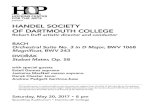 presents HANDEL SOCIETY OF DARTMOUTH COLLEGE Season... · HANDEL SOCIETY OF DARTMOUTH COLLEGE ... BACH Orchestral Suite No. 3 in D Major, BWV 1068 Magnificat, ... the piano for Goethe
