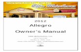 Allegro Owner’s Manual - tiffinmotorhomes.com OWNER’S MANUAL ii Table of Contents Chapter 1 General Information Delivery 1-2 Dealer Responsibilities 1-2 Customer Responsibilities