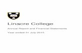 Linacre College GB Report 2015 finald307gmaoxpdmsg.cloudfront.net/collegeaccounts1415/Linacre.pdf · Ingram, Dr Jenni Kan, Dr Man Yee ... The Principal and Fellows of Linacre College