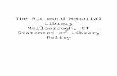Confidentiality of Library Records - richmondlibrary.inforichmondlibrary.info/wp-content/...FINAL-May-2017.docx  · Web viewThe Richmond Memorial Library. Marlborough, CT. Statement