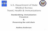 U.S. Department of State Medical Bureau Travel, Health ... · PDF fileMedical Bureau Travel, Health & Immunizations ... •Make a TRAVEL CARE PLAN. ... •Keep refrigeration unit coils