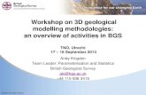 Workshop on 3D geological modelling methodologies: · PDF fileWorkshop on 3D geological modelling methodologies: a ... Creation of 3D property models, ... of 3D modelling to the study