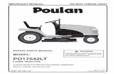 IPL, POULAN, PO17542LT, 2011-08, 532445210, … LIFT .....18 WARRANTY .....19 PARTS & SERVICE..... 20 3 TRACTOR - MODEL NUMBER PO17542LT (96018000401), PRODUCT NO. 960 18 00-04 SCHEMATIC