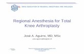 Regional Anesthesia for Total Knee Arthroplasty - sgar · PDF fileRegional Anesthesia for Total Knee Arthroplasty ... Wegener JT et al. RAPM 2011; 36:481-88 TKA: total kneearthroplasty