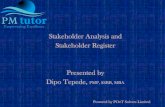 Stakeholder Analysis and Stakeholder Register · PDF file · 2012-07-08Stakeholder Analysis and Stakeholder Register Presented by Dipo Tepede, PMP, SSBB, ... nuances that can affect