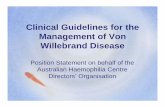 Clinical Guidelines for the Management of ... - Haemophilia 20… · Clinical Guidelines for the Management of Von Willebrand Disease Position Statement on behalf of the Australian