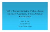 Why Transmissivity Values from Specific Capacity Tests ... · PDF fileWhy Transmissivity Values from Specific Capacity Tests Appear ... Estimating T from a Specific Capacity Test Measured
