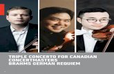 Jonathan Crow Yosuke Kawasaki Andrew Wan TRIPLE · PDF fileTRIPLE CONCERTO FOR CANADIAN CONCERTMASTERS BRAHMS GERMAN REQUIEM 2 ... whether playing their solos, ... with a sustained