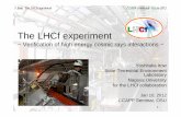 The LHCf experiment - Center for Cosmology and ...ccapp.osu.edu/seminar_talks/CCAPP/2012/yItow.Jan10.2012.pdf2012 p – Pb 3.5 TeV (proton E) 1016 Arm2 2014 p - p 7+7 TeV 1017 Arm1+Arm2