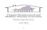 Virginia Manufactured and Modular Housing  · PDF file1 Virginia Manufactured and Modular Housing Association Membership Directory 2012-2013