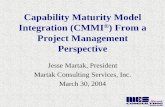 Capability Maturity Model Integration (CMMI ) From a ... · PDF fileCapability Maturity Model Integration (CMMI®) From a Project Management Perspective Jesse Martak, President Martak