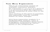 Very Busy Expressions - University of …pages.cs.wisc.edu/~fischer/cs701.f08/lectures/Lecture18.pdfVery Busy Expressions This is an interesting variant of available expression analysis.
