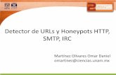 Detector de URLs y Honeypots HTTP, SMTP, IRC · PDF file–Dominios de C&C –Canales maliciosos –Url de Herramientas –Comandos IRC utilizados •HTTP –Urls maliciosas –Direcciones
