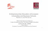 Entrepreneurship Education at European Universities · PDF fileEntrepreneurship Education at European Universities and Business Schools ... • Sharing the lessons learned and best