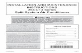2SCU13 AC Installation Owners - The Comfort · PDF file# 48283B006 Page 1 Save these instructions for future reference INSTALLATION AND MAINTENANCE INSTRUCTIONS 2SCU13 Series Split