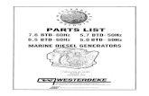 PARTS LIST - Westerbeke manual/41800 7.6 btd parts list... · ·parts list of assemblies ... 7 033657 plug, expansion 40mm din 443 31 030241 12 collet, valve spring 8 024369 3 plug