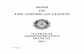 SONS OF THE AMERICAN LEGION OF THE AMERICAN LEGION ADMINISTRATIVE MANUAL 2016-2017 TABLE OF CONTENTS I SECTION I: Directory Page National Officers 1 National Commission/Committee Chairman