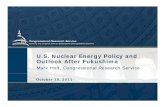 U.S. Nuclear Energy Policy and Otl Aktf Fk ihOutlook After ... · PDF fileU.S. Nuclear Energy Policy and Otl Aktf Fk ihOutlook After Fukushima ... • Station blackout regulatory actions