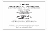 2009-10 SUMMARY OF INSURANCE COVERAGES …files.leagueathletics.com/Text/Documents/7631/21647.pdf2009-10 SUMMARY OF INSURANCE COVERAGES FOR MEMBERS ... Crime Coverage A joint publication