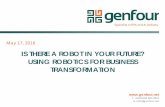 IS THERE A ROBOT IN YOUR FUTURE? USING … UiPath, Openspan & web forms. We are at the beginning of the automation journey • 10-15 years to run • Opportunity all along the way