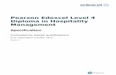 Pearson Edexcel Level 4 Diploma in Hospitality Management · Summary of Pearson Edexcel Level 4 Diploma in Hospitality Management specification Issue 2 changes Summary of changes