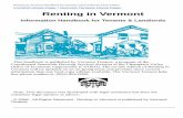 Renting in Vermont, Handbook for Tenants and … · Renting In Vermont Handbook for Tenants and Landlords ... proper legal notice for termination and a ... Failure to pay rent may