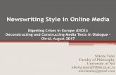 Newswriting Style in Online Media Style in Online Media DIgesting Crises in Europe (DICE): Deconstructing and Constructing Media Texts in Dialogue – Ohrid, August 2017 Nikola Tatar