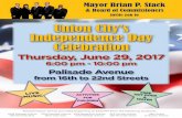 invite you to Union City’s Independence Day Celebration Day Celebration Thursday, June 29, 2017 6:00 pm - 10:00 pm Palisade Avenue from 16th to 22nd Streets LIVE MUSIC ACTIVITIES