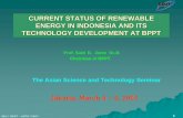 CURRENT STATUS OF RENEWABLE ENERGY IN … · current status of renewable energy in indonesia and its ... (ffa 5-20 %) waste cpo (ffa 20-70 %) pfad, cfad (ffa > 70 %) rbdpo