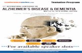 International Conference on Alzheimer’s Disease & Dementia · Sherin Yohannan, National Institute ... Stephen J. Morewitz, California State University, USA PP4 ... Ivan V. Maksimovich,