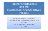 Teacher Effectiveness and the Student Learning Objectives ... · Student Learning Objectives ... (Student Learning Objective) A (5) process to ... Students will demonstrate proficiency