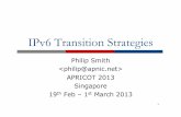 IPv6 Transition Strategies · IPv6 Transition Strategies Philip Smith  APRICOT 2013 Singapore 19th Feb – 1st March 2013 1