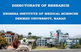 DIRECTORATE OF RESEARCH - kimskarad.in · Directorate of Research Research Related Committees ... (1 st of LW·V kind in Maharashtra) ... Herpes) Dengue Fever ...