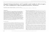 Rapid Determination of Cyanide and Azide in Beverages by ... · Rapid Determination of Cyanide and Azide in Beverages by Microdiffusion Spectrophotometric Method ... (HCN) from sam-