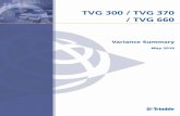 TVG 300 / TVG 370 / TVG 660 - Trimble 300 / TVG 370 / TVG 660 Variance Summary 1 Introduction 1 Welcome to your Trimble solution, which uses either the TVG 300 or the TVG 370. The