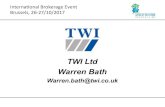 TWI Ltd Warren Bath - Zendesk · • Advanced NDT Solutions e.g. PAUT, LRUT, Digital Radiography • Computational Fluid Dynamics (CFD) • Condition & Structural Monitoring