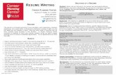 S RESUME WRITING - Fairfield University · have included some samples in this handout. A Career Planning Center counselor is available to check your resume, whether during our walk-in